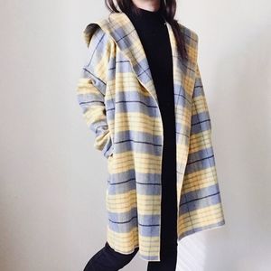 SmilingBear Yellow and Gray Plaid Women's Coat